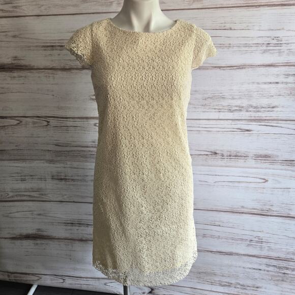 Talbots Cream Lace Knee Length Dress sz 4 Petite - Picture 1 of 5